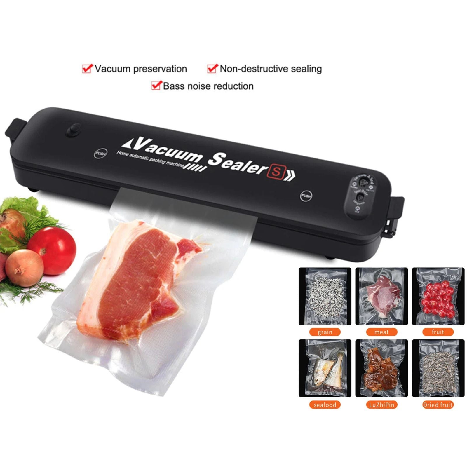 Máquina selladora de comida al vacío + 50 Bolsas