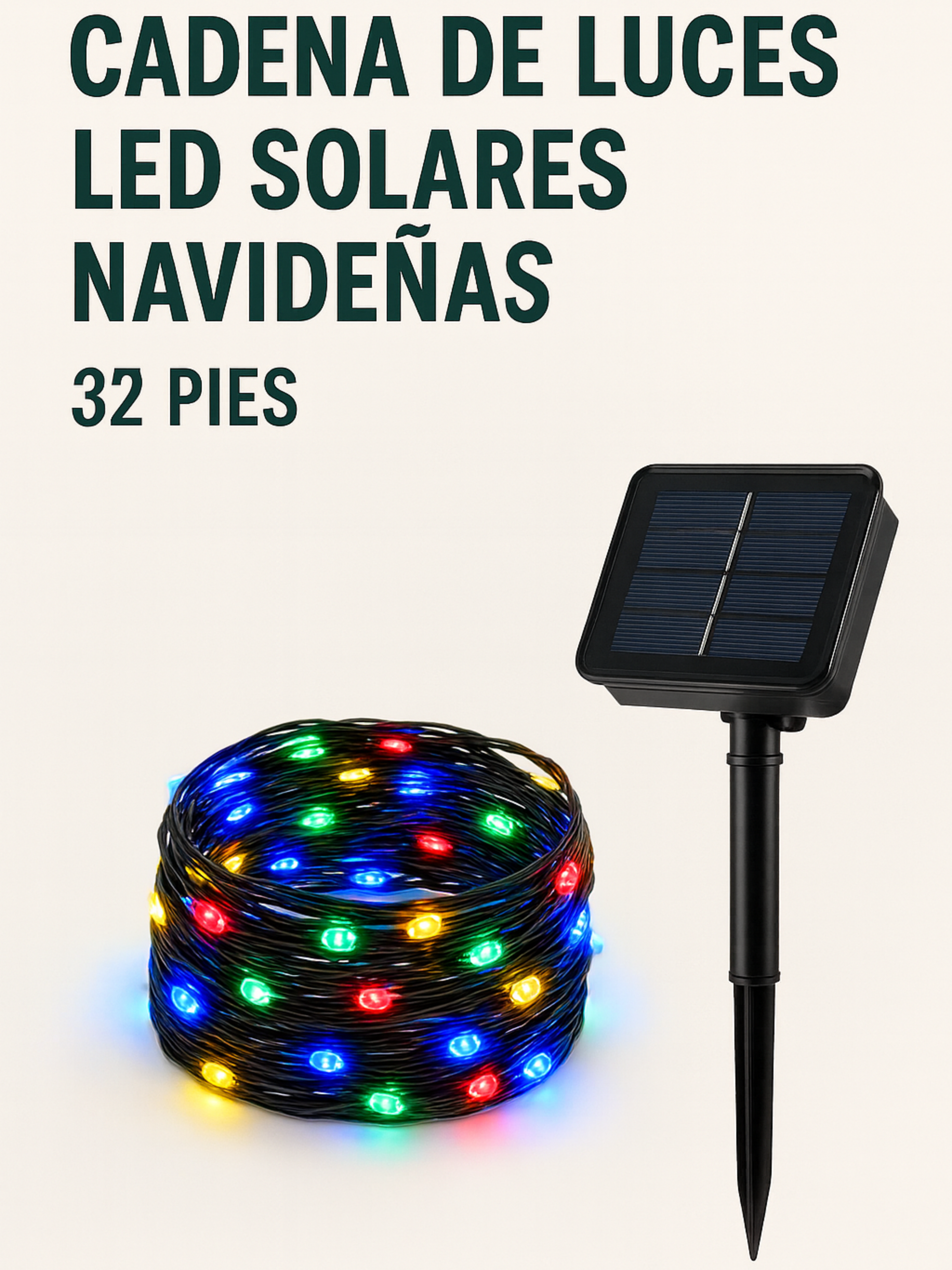 Cadena de luces led solares navideñas