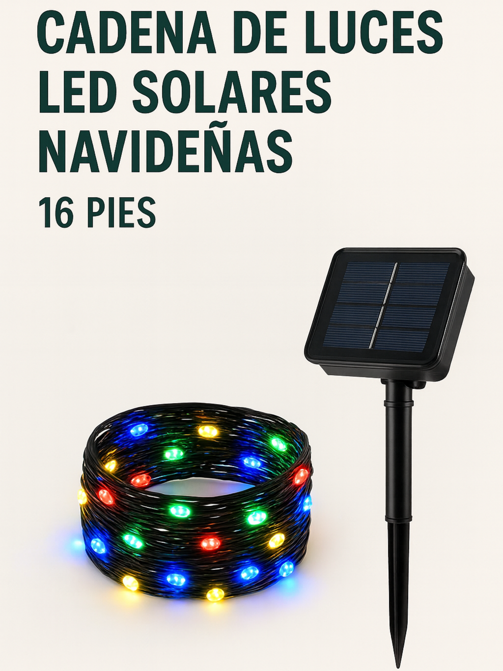 Cadena de luces led solares navideñas