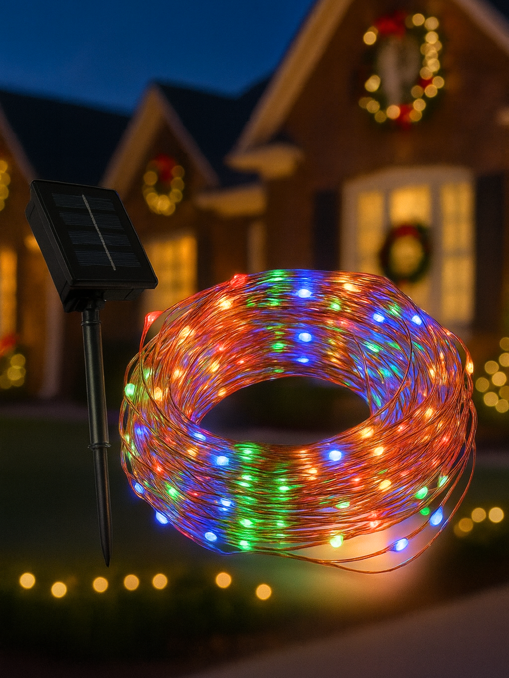 Cadena de luces led solares navideñas