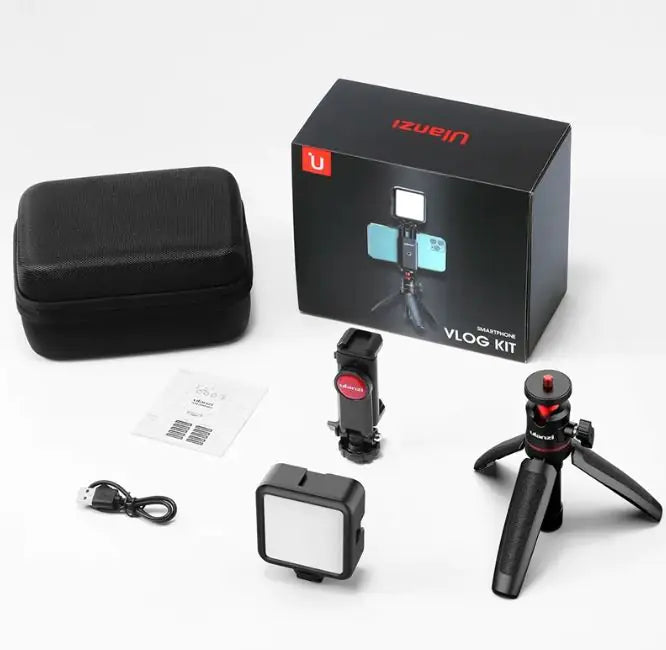 Selfie stick profesional heavy duty con microfono y lampara