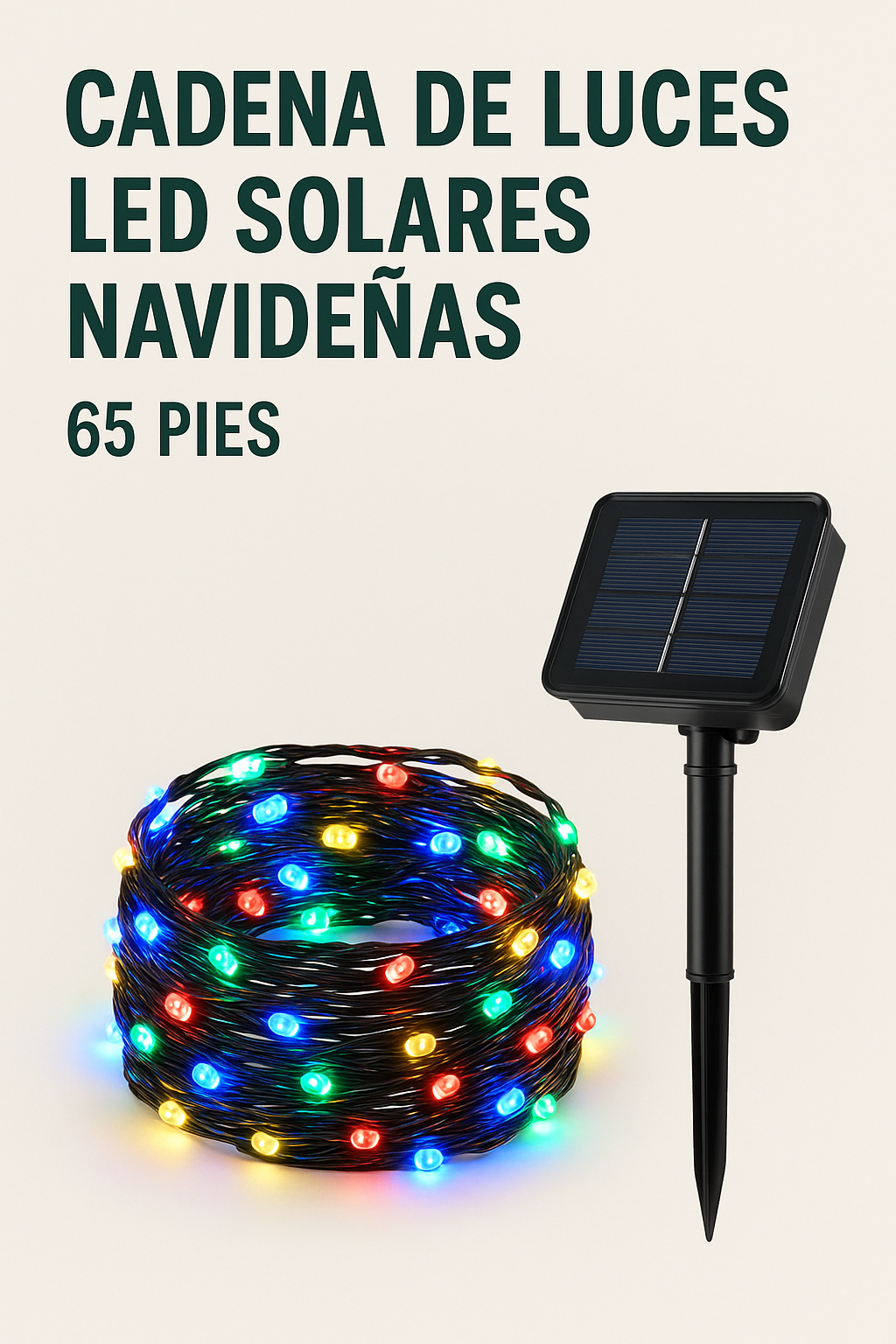 Cadena de luces led solares navideñas