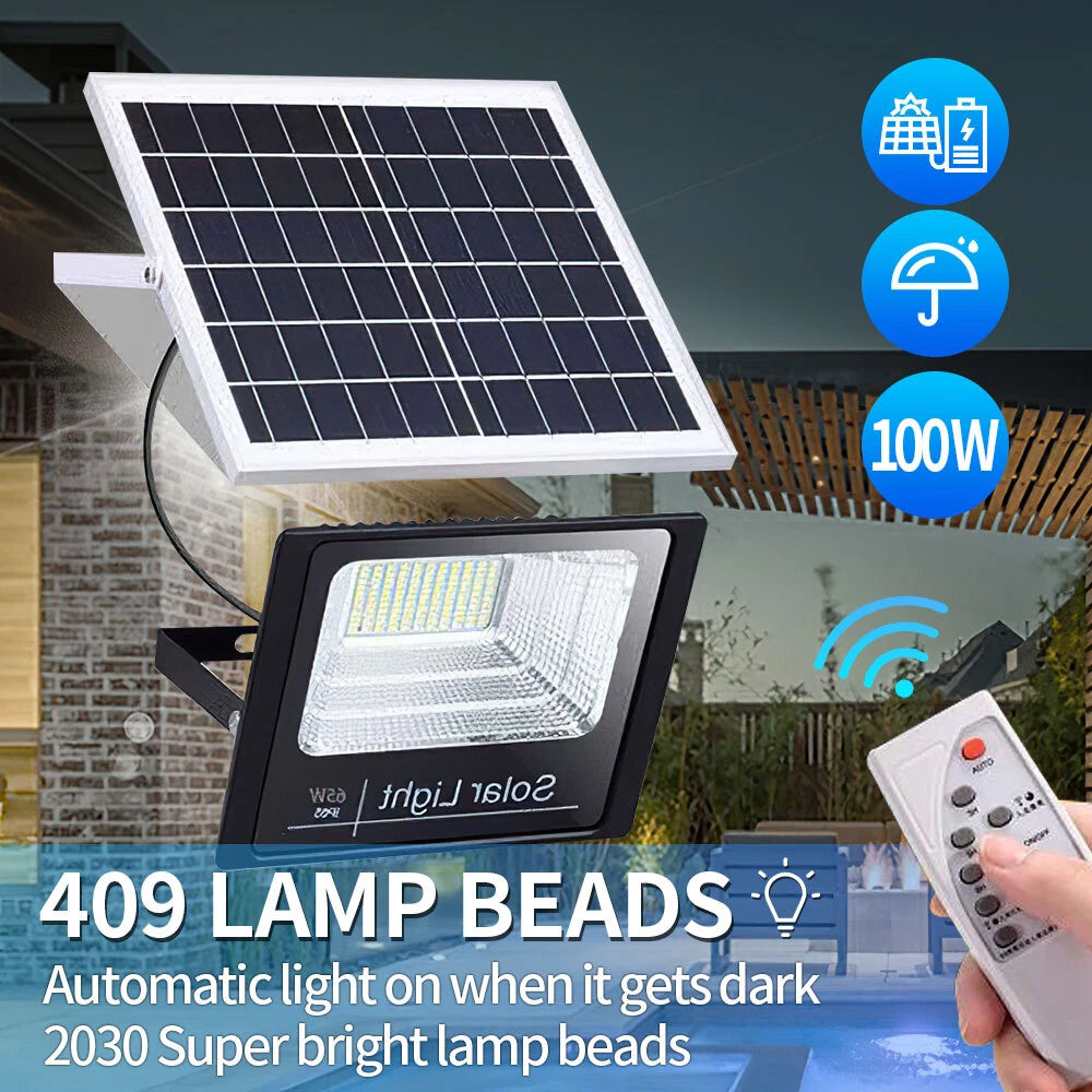 Lámpara Solar 409 LED 300W – Iluminación Potente y Resistente al Agua para Exteriores