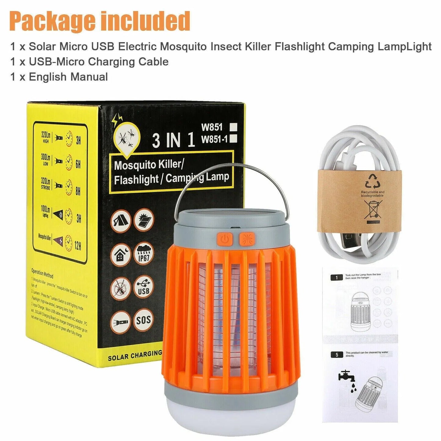 Exterminador de plagas y linterna solar heavy duty