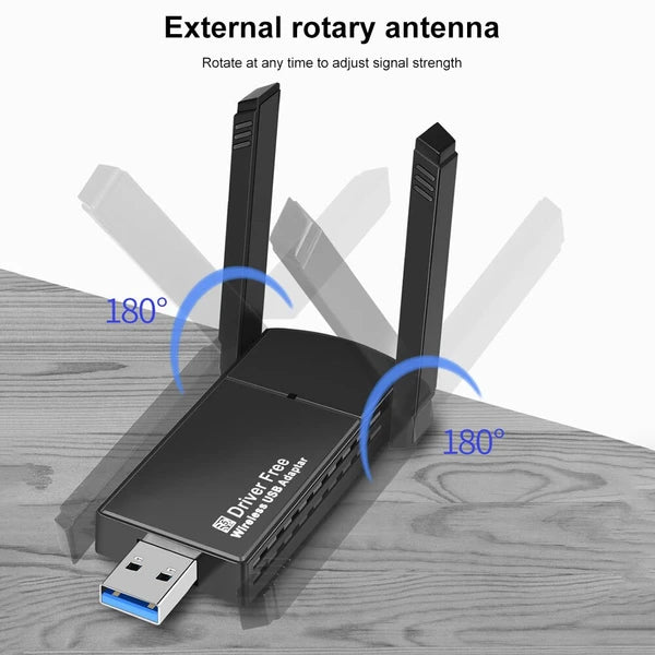 Adaptador USB WiFi 3.0 Inalámbrico de Largo Alcance 1300Mbps